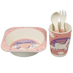 Set repas 5 pièces en bambou Licorne