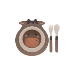 Set repas 3 pièces en bambou Hippopotame