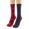 chaussettes réversibles Hibou Rouge/Prugne