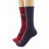 chaussettes réversibles Hibou Rouge/Prugne