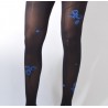 Collant noir fleur de pavot bleue– berthe aux grands pieds