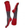 Chaussettes hautes rouge/gris à pois – Berthe aux grands pieds