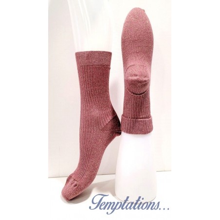 Chaussettes courtes vieux rose or – Perrin