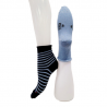 2 paires Chaussettes bleue argent/ rayures bleues– Perrin