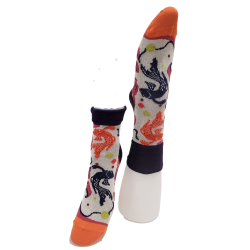 Chaussettes roses et grises motif poisson – Berthe aux grands pieds