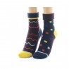 Chaussettes asymétriques damiers et ondulations – Berthe aux grands pieds