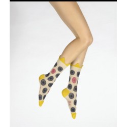 Chaussettes femme Berthe aux Grands pieds Couronne Jaune et Fleurs