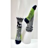 Chaussettes femme grise et vert avec papillons blancs- Berthe aux Grands pieds