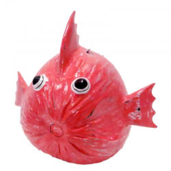 Poisson globe en Noix de Coco patine rose foncé