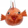 Poisson globe en Noix de Coco patine orange