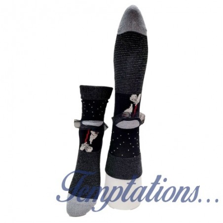 Chaussettes Femme noires Parapluie Argent - Berthe aux Grands pieds