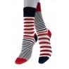 Chaussettes Femme à rayures asymétriques rouges et marines- Berthe aux Grands pieds