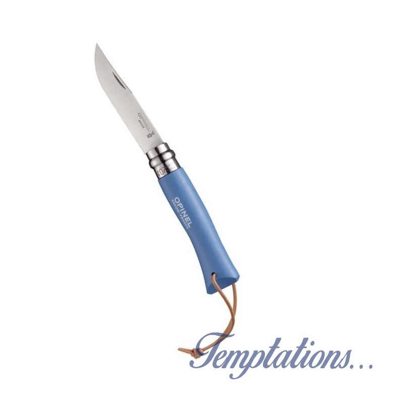 Couteau opinel baroudeur n.7 azur avec lien