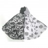 Foulard noir et blanc motif feuillage By Saida