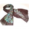 Foulard ou paréo marron au motif fleurs et feuilles By Palme