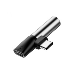 Adaptateur Audio USB-C vers Mini Jack 3.5mm + USB-C – Baseus (argent)