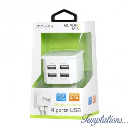 Chargeur Secteur Quadro Mini 4 entrées USB - Moxie