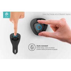 Vortex-Car Chargeur de voiture avec oreillette bluetooth - devia