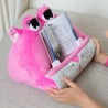 Peluche rose porte livre et tablette