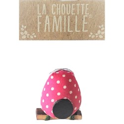 Magnet la chouette famille - Rose à pois blanc