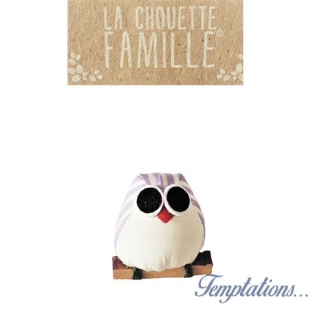 Magnet la chouette famille - Rayure blanc et mauve