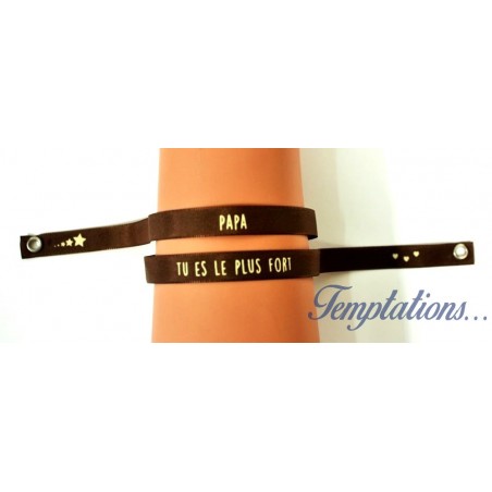 Bracelet Satin Lucky Team - "Papa tu es le plus fort"