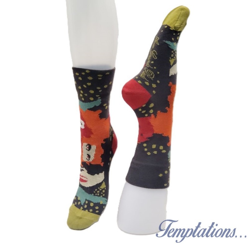 Chaussettes orange, rouge, taupe et pois- Berthe Aux Grand Pieds-BAG5F.5