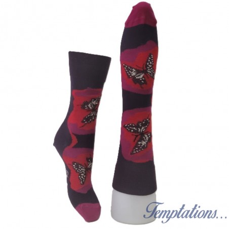 Chaussettes raisins et rouge papillons- Berthe Aux Grand Pieds-BAGP12.3