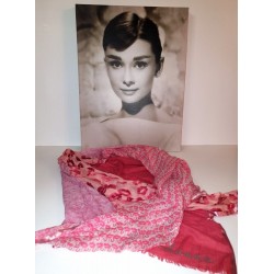 Foulard rose motifs flamants et bouches By Shanna