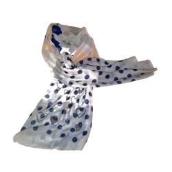 Foulard gris à pois bleus et cœurs