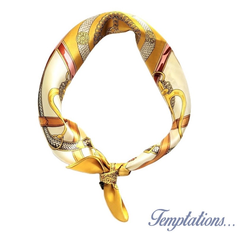 Foulard ocre en soie -L’ Officiel Roma