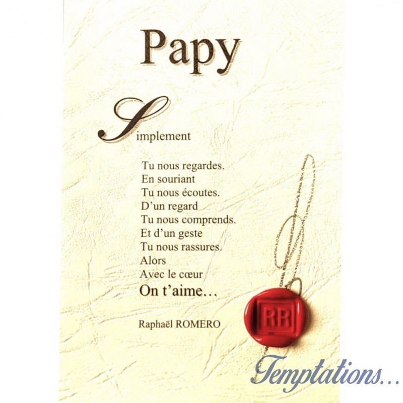 Carte postale poème "Papy “de Raphaël Romero