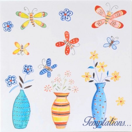 Carte double "vases et papillons" Clare Maddicott