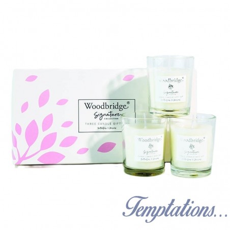 Coffret 3 bougies Marguerites & Papillons- Woodbridge Collection Signature