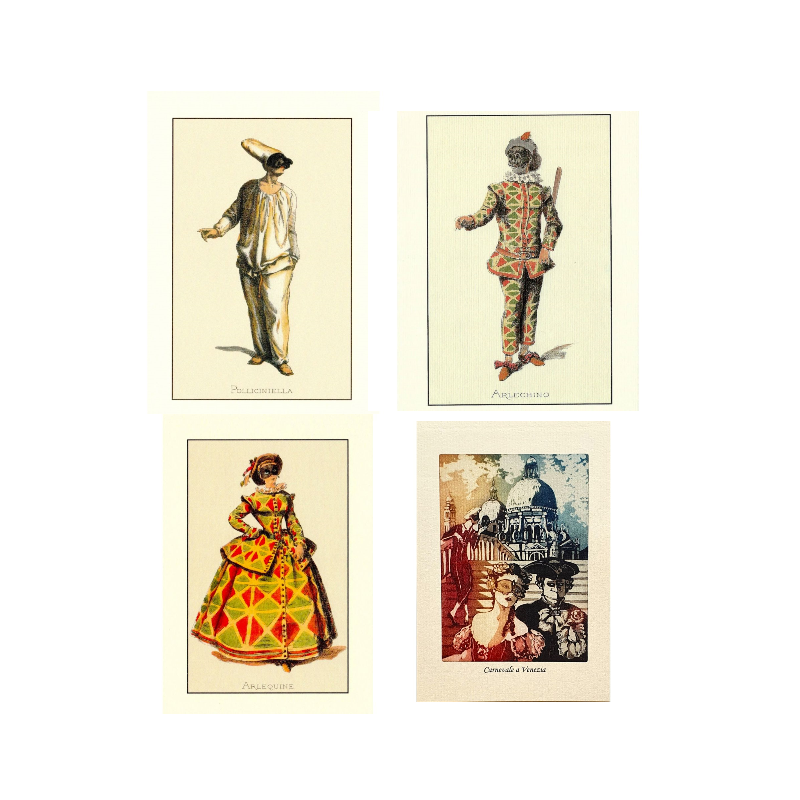 Lot de 4 cartes de costumes traditionnels