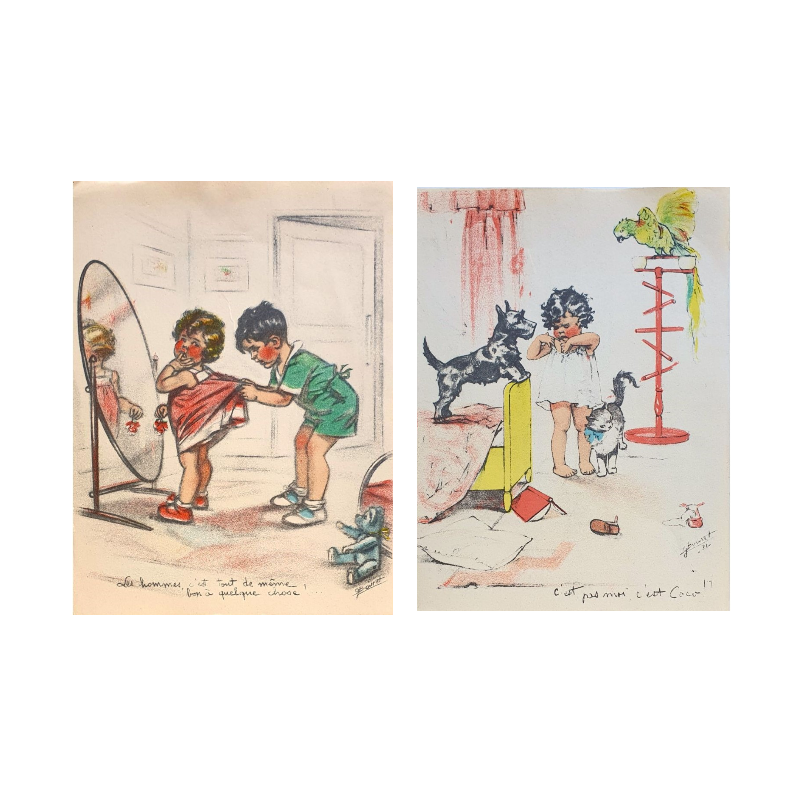 Lot de 2 images vintages Germaine Bouret