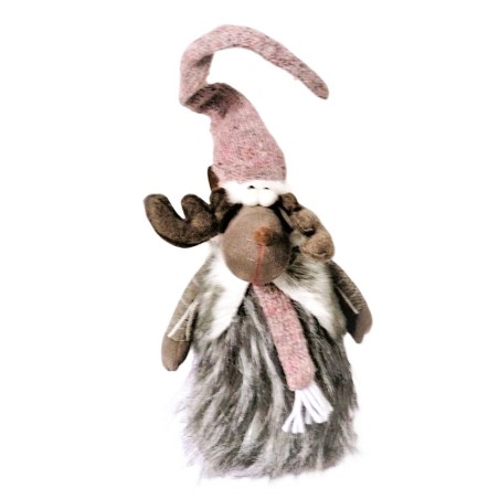Décoration Cerf avec bonnet rose 50 cm - Dekoratief