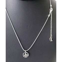 Collier avec pendentif argenté Peace and Love Bijoux fantaisie H. DUBIN