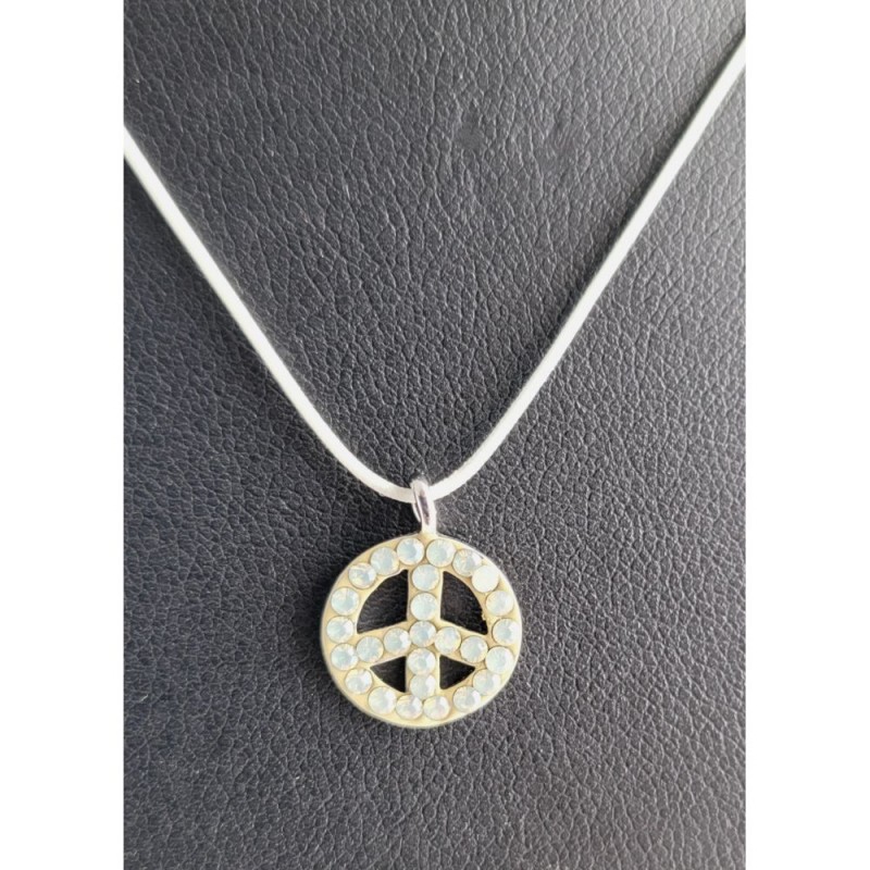 Collier avec pendentif argenté Peace and Love Bijoux fantaisie H. DUBIN