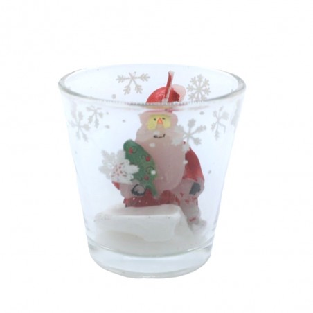 Verre votive avec petite bougie Père Noel