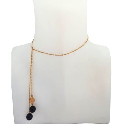 Collier Tac Tac avec perles en céramique Bleu nuit pailletées