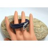 Bracelet en cuir triple tours avec boucle en métal rectangulaire