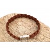 Bracelet homme en cuir marron tressé