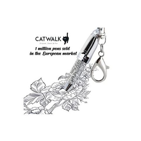 Mini stylo porte-clés Argent pailleté  - Catwalk