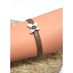 Bracelet élastique avec papillon en métal argenté