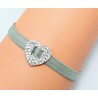 Bracelet élastique gris avec cœur Argenté en strass