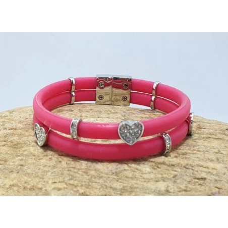 Bracelet double en silicone rose