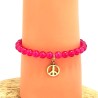 Bracelet en perles roses avec charm Peace AG925 - Lucky Team