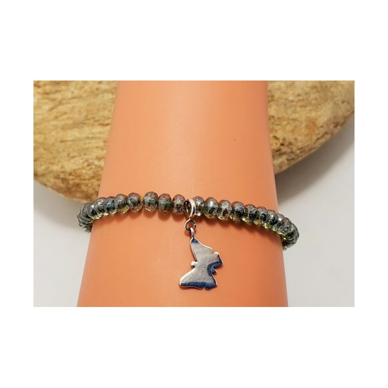 Bracelet en perles grises avec charm Papillon AG925 - Lucky Team