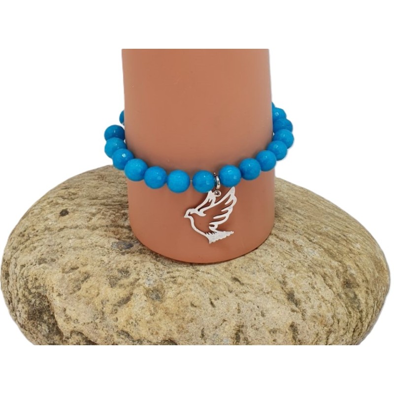 Bracelet turquoise en perles Millénium avec charm colombe – Lucky Team